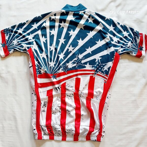 Mens Cycling Jersey American Flag Stars & Stripes Design By Teleyi Pro Team - Picture 4 of 4